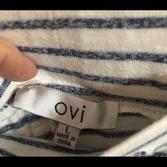 Ovi Cotton Knit Striped Skirt Drawstring Waist Size L Summer Casual Stretch - Picture 3 of 3